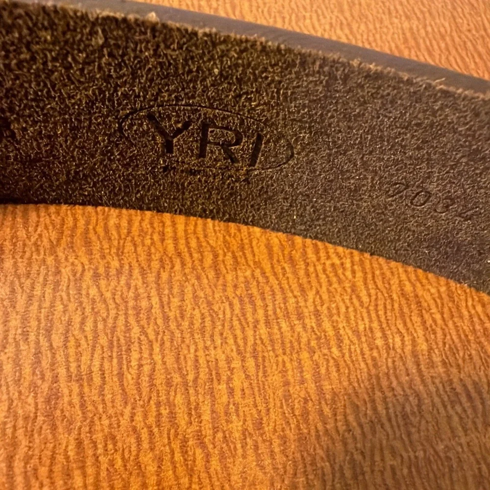 Leather Brass Fish Hook Belt Measures 38
